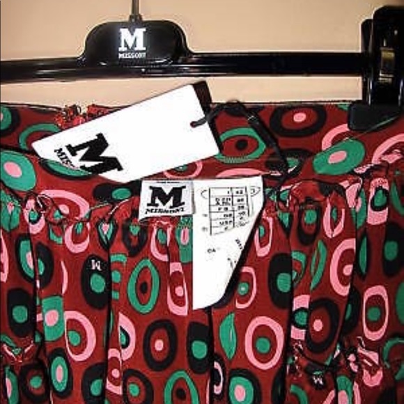 Missoni Silk Skirt Logo Scarf Print 42 Y2K Vintage XS Silk Chiffon Coquette New - Picture 3 of 16